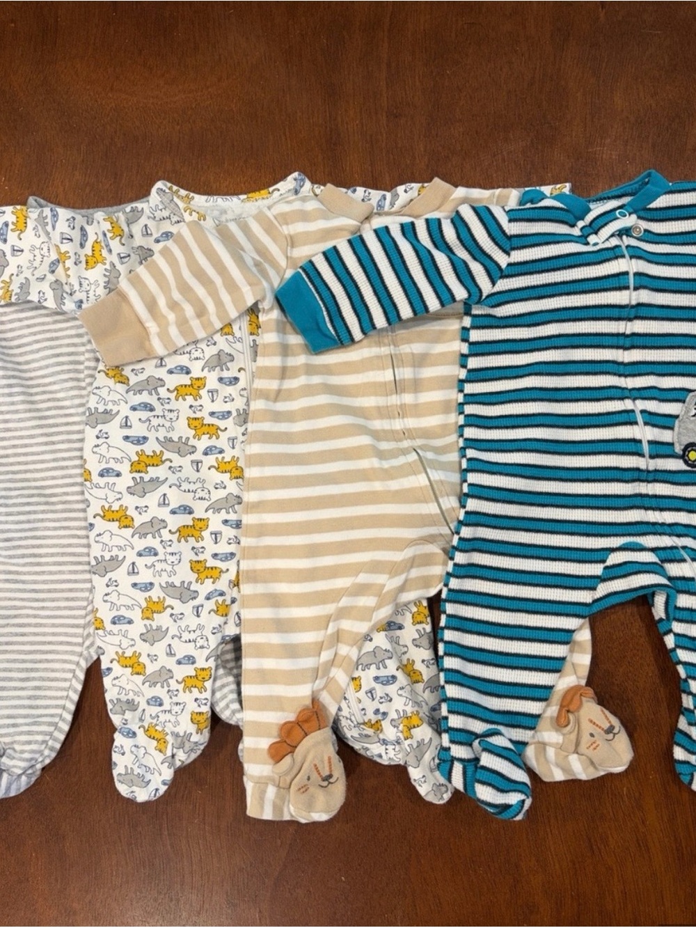 4️⃣-Pack Footie Bundle - Blue, Gray, Tan, White